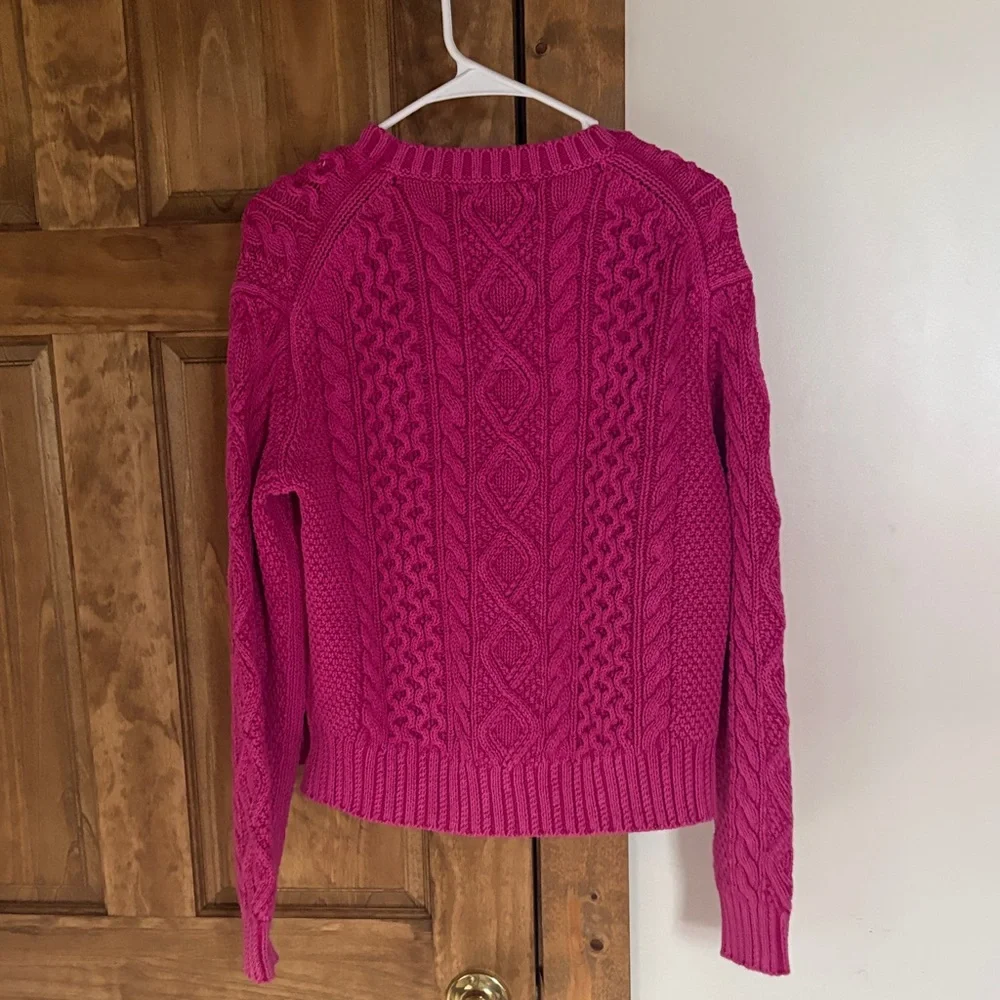 Ralph Lauren Women's Cable Knit Crewneck Sweater - Fuchsia - Picture 4 of 4